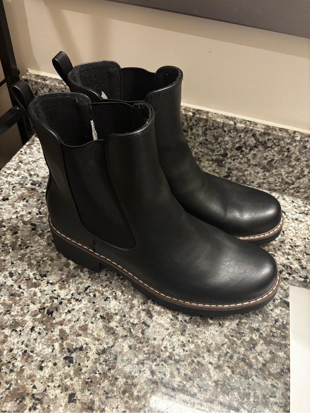 Women’s Black Chelsea Ankle Boots with Contrast Stitching